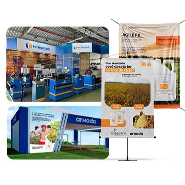 Estandes da Tecnomark e da Arxada e banner da Bioserra